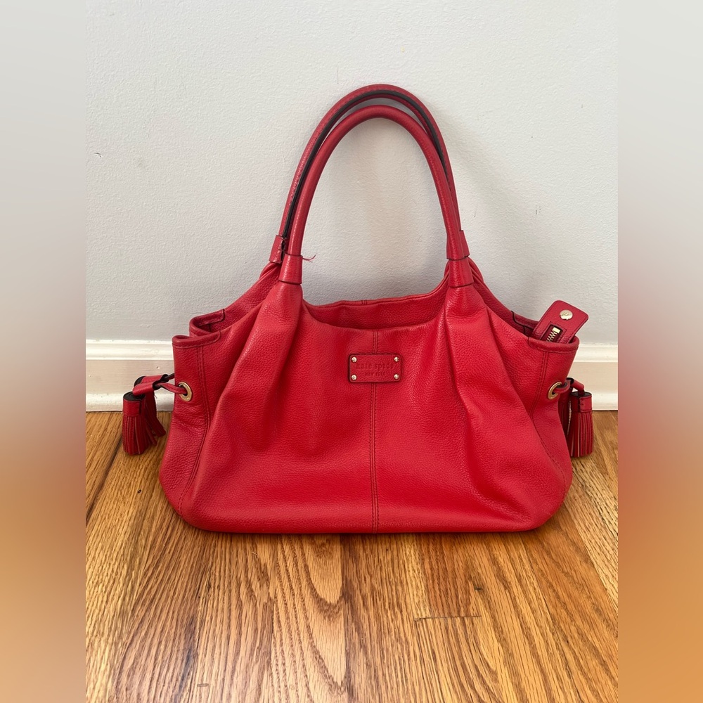 Kate Spade New York Berkshire Road Stevie Satchel shoulder bag in red pebbled